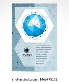 Internet technologies corporation business promotion idea. Abstract vector geometric form, 3d blue shape.