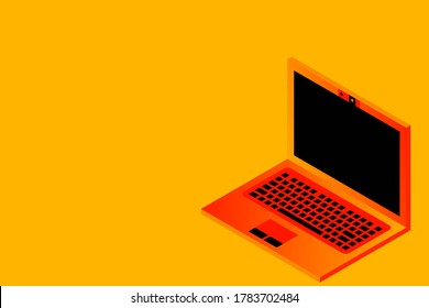 Tecnologías de Internet, dispositivo doméstico inteligente, portátil y vector de red. Aparato digital, conexión inalámbrica, equipo de comunicación con control remoto. Ordenador portátil, conexión web, isométrico