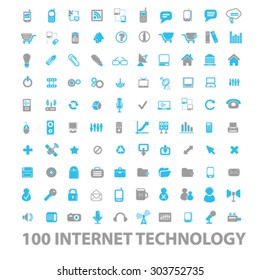 internet technology, communication, connection icons, signs, illustrations set, vector