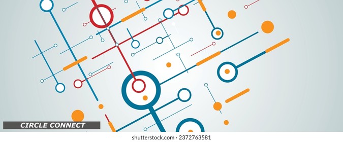 Bau von Internettechnologien. Farbbanner, grafischer Hintergrund. Schaltkreise und Punktverbindungen sind konzipiert. Vektorgrafik