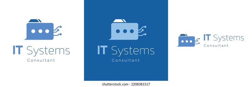 Internet technology consultant logo design set, IT service business symbol, data support emblem concept, tech job editable commercial logotype, cloud map branding, isolated on background