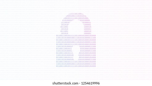 Internet technology cyber security data concept with binary digits and lock colorful background.