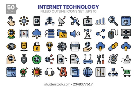 Internet Technology (filled outline) icons set. The collection includes business and development, programming, web design, app design, and more.