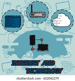Internet and technology flat concept icons