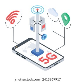 Internet Technology flat Isometric Icon