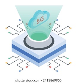 Icono de Isometric plano de la tecnología de Internet