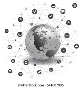 Internet technology Global network connection . Digital Network and data exchange.