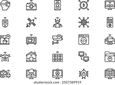 Internet technology icons collection is a vector illustration with editable stroke.