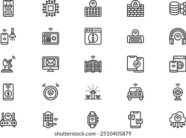 Internet technology icons collection is a vector illustration with editable stroke.