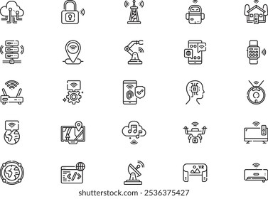 Internet technology icons collection is a vector illustration with editable stroke.