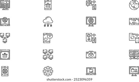 Ícones de tecnologia da Internet Coleção de ícones vetoriais de alta qualidade com traço editável. Ideal para projetos profissionais e criativos.