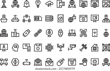 Internet technology icons High-Quality Vector Icons Collection with Editable Stroke. Ideal for Professional and Creative Projects.