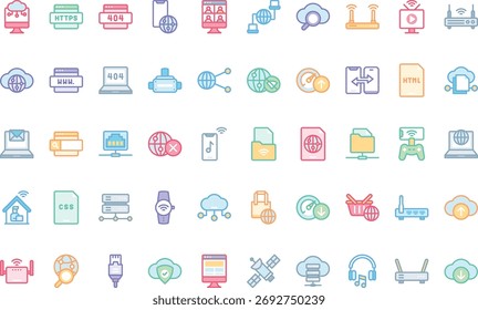 Internet e tecnologia ícones de vetor de alta qualidade coleção de ícones com traço editável. Ideal para projetos profissionais e criativos