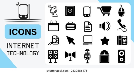 Tecnologia da Internet ícones definir design gráfico