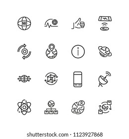 Internet technology icons. Set of line icons. Cloud, social media, thumb up. Internet technology concept. Vector illustration can be used for topics like computer science, network, apps.