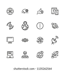 Internet technology icons. Set of  line icons. Cloud, social media, thumb up. Internet technology concept. Vector illustration can be used for topics like computer science, network, apps.
