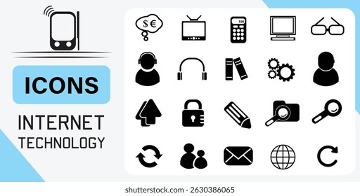 Ícones de tecnologia da Internet definidos para design da Web