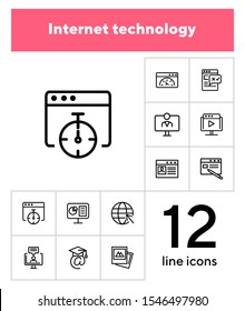 Internet technology line icon set. Browser window, computer, app. Information technology concept. Can be used for topics like programming, app development, education