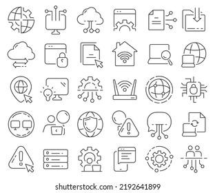 Internet technology line icons collection. Thin outline icons pack. Vector illustration eps10
