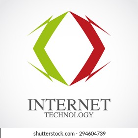 Internet technology line web logo element design vector shape icon symbol business template company
