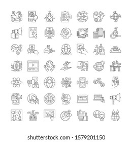 Internet technology linear icons, signs, symbols vector line illustration set