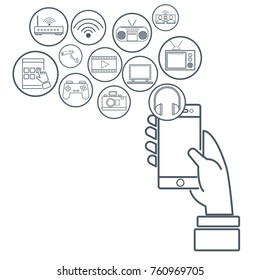 Internet technology round icons