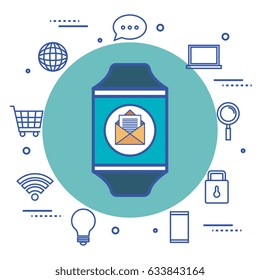 internet technology set linear icons