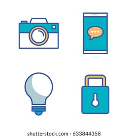 internet technology set linear icons