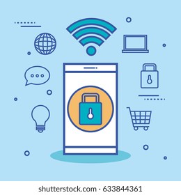 internet technology set linear icons