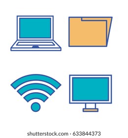 internet technology set linear icons