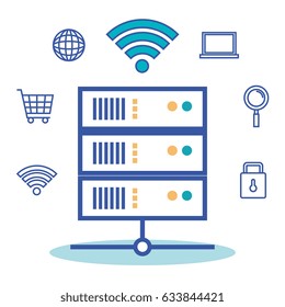 internet technology set linear icons