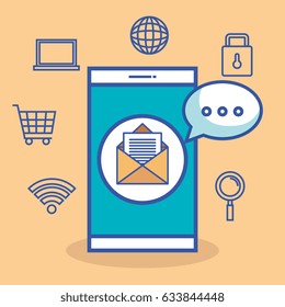 internet technology set linear icons