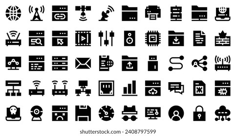 Internet Technology set. Set solid icons. Internet Technology symbols. Vector illustration