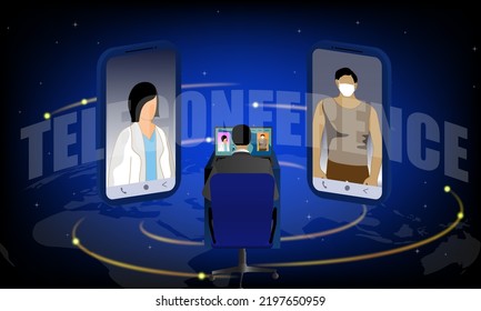 Internet telecommunication technology Meetings and learning via smartphones and networks A vector business presentation template used for decoration, ad design, website or publication