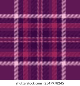 Fundo de textura têxtil de Internet, padrão uniforme xadrez. Natal tartan verificar vetor de tecido na paleta de cores magenta e escura.