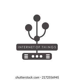 Símbolo del logo de la cosa de Internet. Inteligencia Artificial. Ilustración plana vectorial.