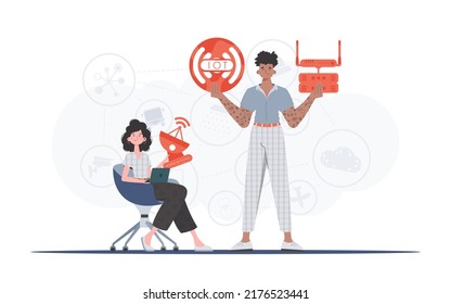 Internet of things and automation concept. Internet of Things Team. Good for presentations and websites. Vector illustration.