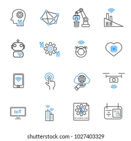 Internet of things and Automation robotic icons. Technology and Futuristic concept. Illustration vector collection set. Sign and Symbol theme. Blockchain tech