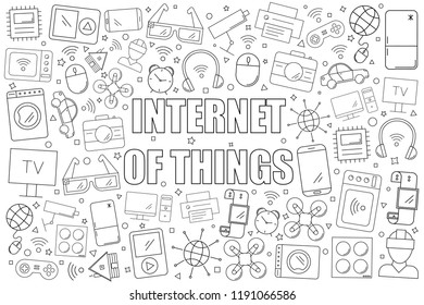 Internet of things background from line icon. Linear vector pattern. Vector illustration