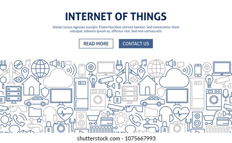 Internet of Things Banner Design. Vector Illustration of Line Web Concept.