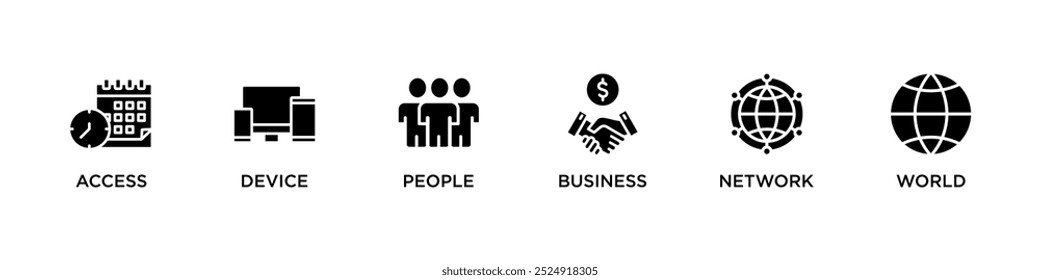 Internet of things banner web icon vector illustration concept with icon of device, people, world, business, network and time