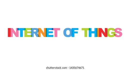 Internet of things business card text. Modern lettering poster. Color word art slogan icon. Phrases vector print design elements.
