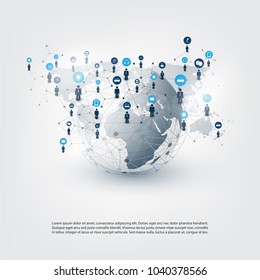 Internet of Things, Cloud Computing Design Concept with Icons - Global Digital Network Connections, Smart Technology Concept