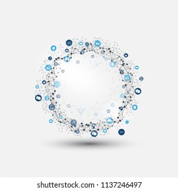 Internet of Things, Cloud Computing Design Concept with Icons - Digital Network Connections, Technology Background