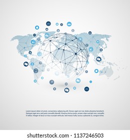 Internet of Things, Cloud Computing Design Concept with Icons - Digital Network Connections, Technology Background