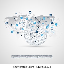 Internet of Things, Cloud Computing Design Concept with Icons - Digital Network Connections, Technology Background