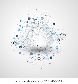 Internet of Things, Cloud Computing Design Concept with Icons - Digital Network Connections, Technology Background