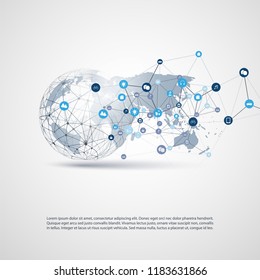 Internet of Things, Cloud Computing Design Concept with Icons - Digital Network Connections, Technology Background