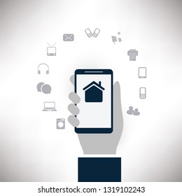 Internet of Things, Cloud Computing Design Concept with Icons - Digital Network Connections, Technology Background 