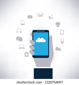 Internet of Things, Cloud Computing Design Concept with Icons - Digital Network Connections, Technology Background 